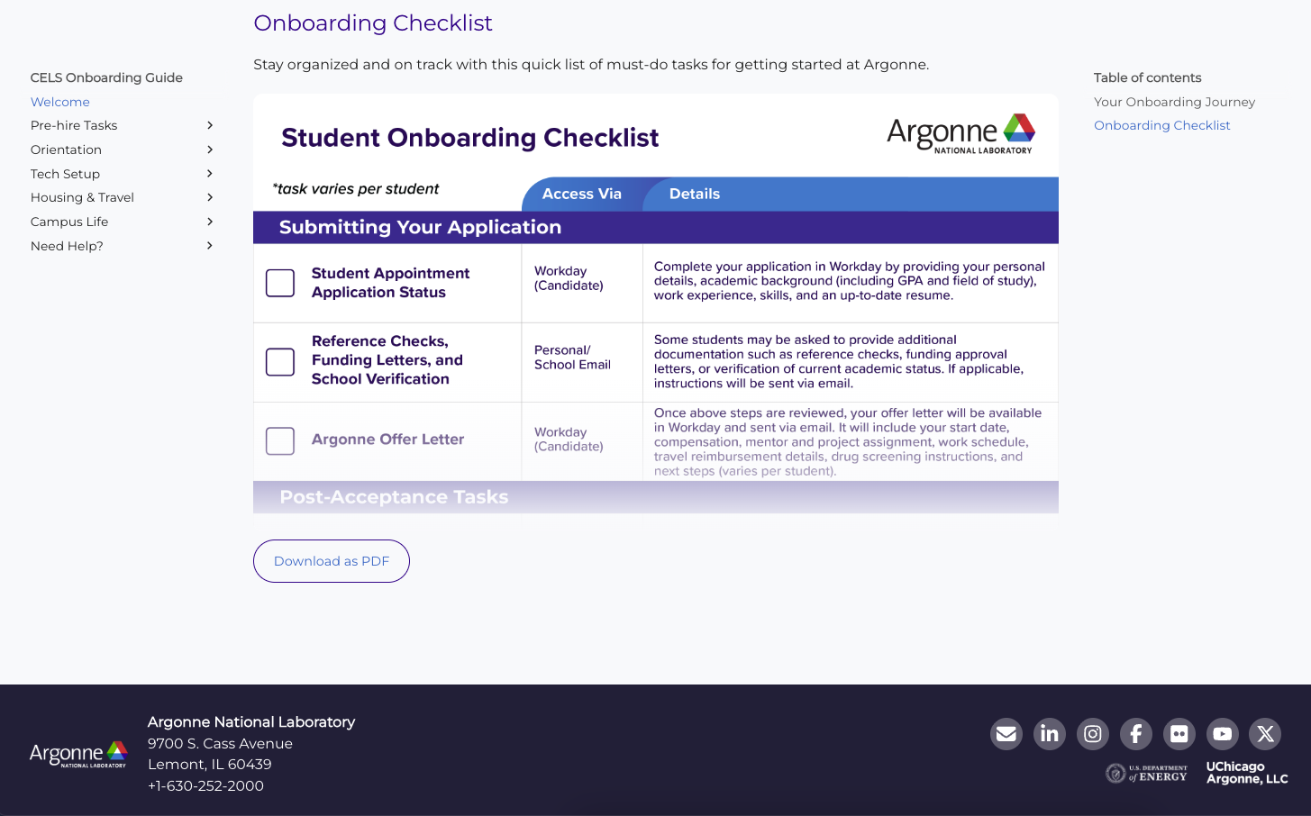 Argonne site screenshot 2